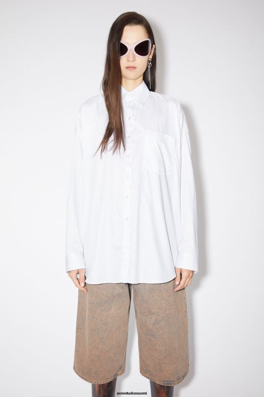 Acne Studios vaatteet valkoinen/sininen 0VF2B185 raidallinen napillinen paita