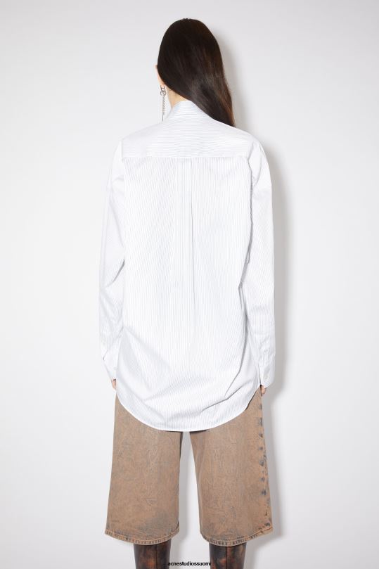 Acne Studios vaatteet valkoinen/sininen 0VF2B185 raidallinen napillinen paita