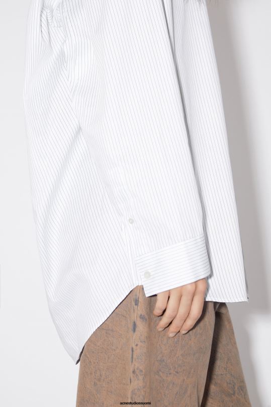 Acne Studios vaatteet valkoinen/sininen 0VF2B185 raidallinen napillinen paita