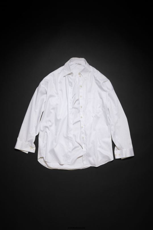 Acne Studios vaatteet valkoinen/sininen 0VF2B185 raidallinen napillinen paita