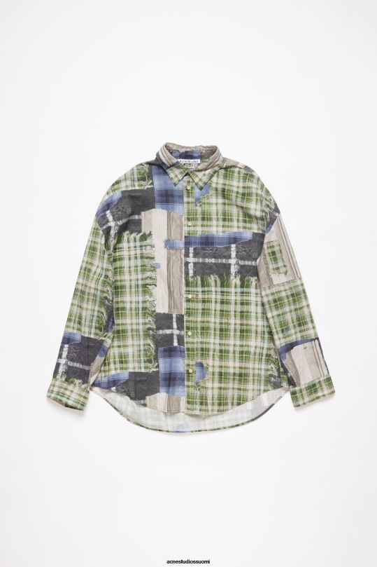 Acne Studios vaatteet vihreä multi 0VF2B985 painatus napittava paita