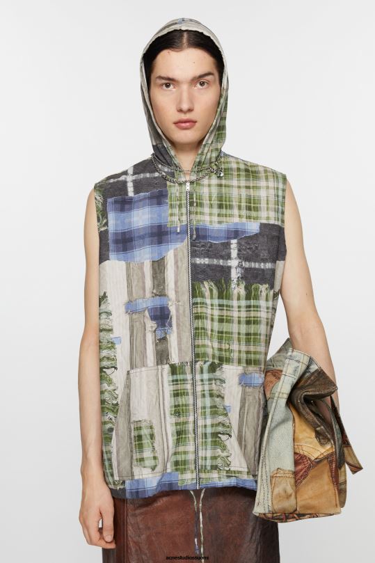 Acne Studios vaatteet vihreä multi 0VF2B988 painatus hupullinen takki
