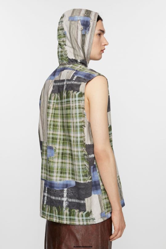Acne Studios vaatteet vihreä multi 0VF2B988 painatus hupullinen takki