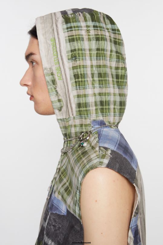 Acne Studios vaatteet vihreä multi 0VF2B988 painatus hupullinen takki