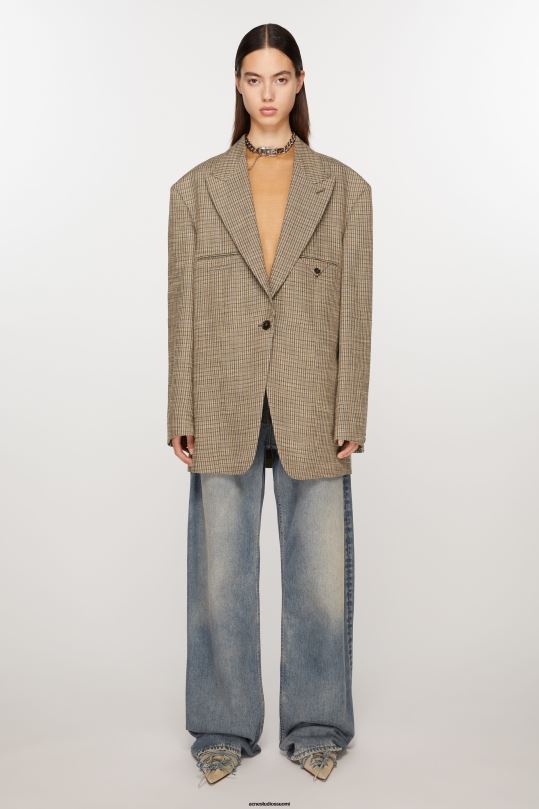 Acne Studios vaatteet moni ruskea 0VF2B125 yksirivinen takki