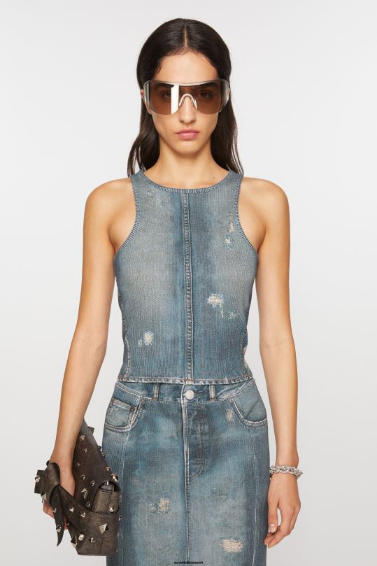 Acne Studios vaatteet denim sininen 0VF2B363 tulostussäiliön yläosa