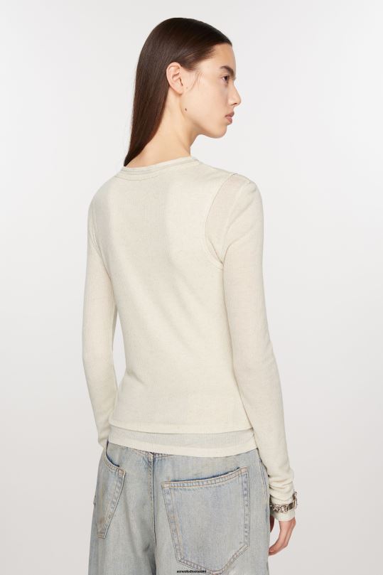 Acne Studios vaatteet ecru melange 0VF2B382 kaksikerroksinen t-paita