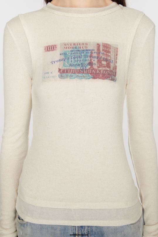 Acne Studios vaatteet ecru melange 0VF2B382 kaksikerroksinen t-paita