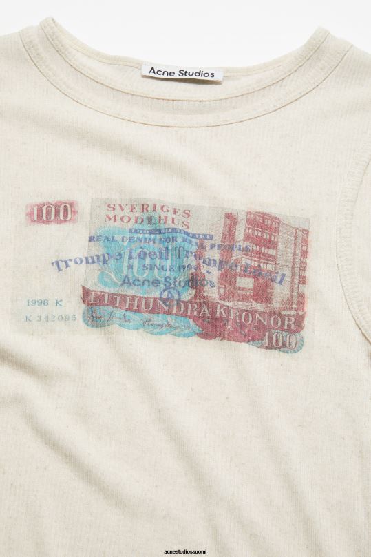 Acne Studios vaatteet ecru melange 0VF2B382 kaksikerroksinen t-paita