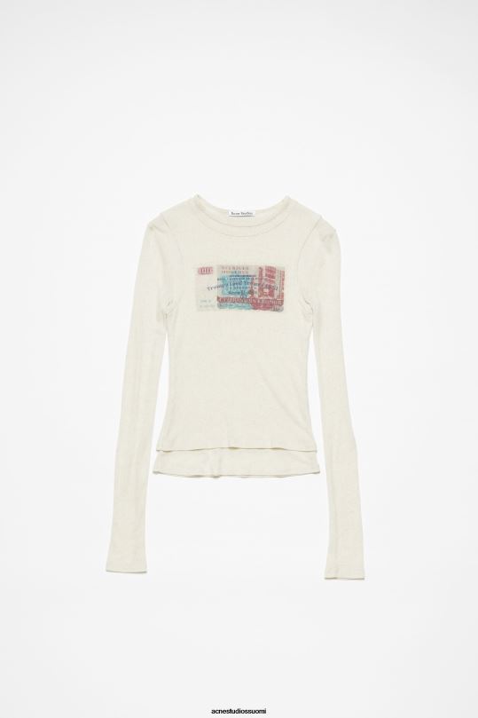 Acne Studios vaatteet ecru melange 0VF2B382 kaksikerroksinen t-paita
