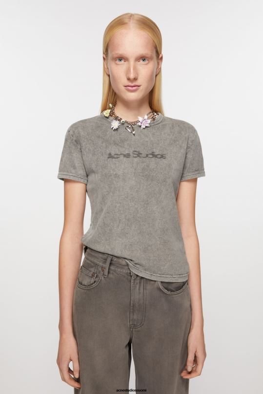 Acne Studios vaatteet haalistunut harmaa 0VF2B196 t-paidan hämärtynyt logo - istuva istuvuus