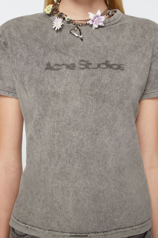 Acne Studios vaatteet haalistunut harmaa 0VF2B196 t-paidan hämärtynyt logo - istuva istuvuus