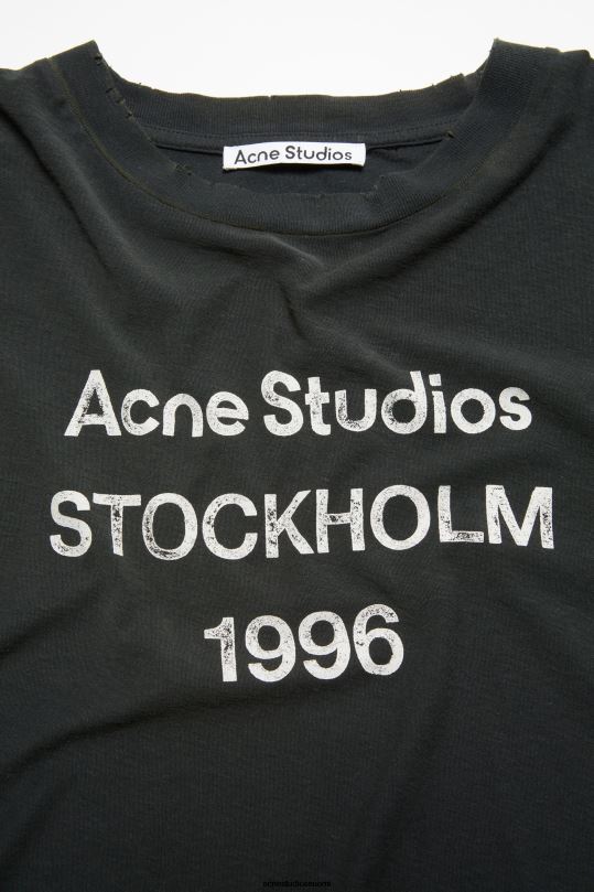 Acne Studios vaatteet haalistunut musta 0VF2B1014 logollinen t-paita - rento istuvuus