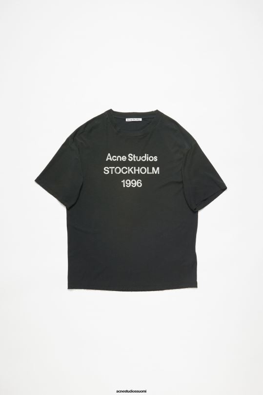 Acne Studios vaatteet haalistunut musta 0VF2B1014 logollinen t-paita - rento istuvuus