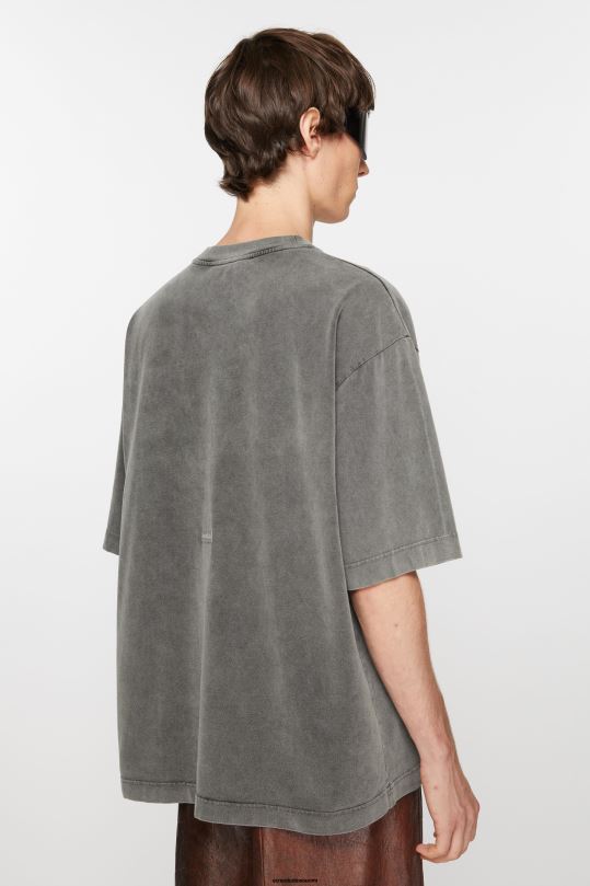 Acne Studios vaatteet haalistunut musta 0VF2B1016 pyöreäkauluksinen t-paita - rento istuvuus