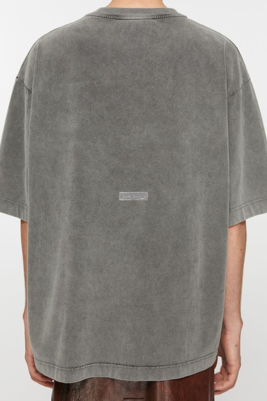 Acne Studios vaatteet haalistunut musta 0VF2B1016 pyöreäkauluksinen t-paita - rento istuvuus