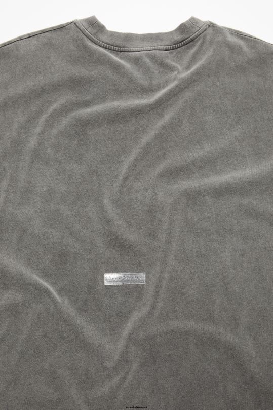 Acne Studios vaatteet haalistunut musta 0VF2B1016 pyöreäkauluksinen t-paita - rento istuvuus