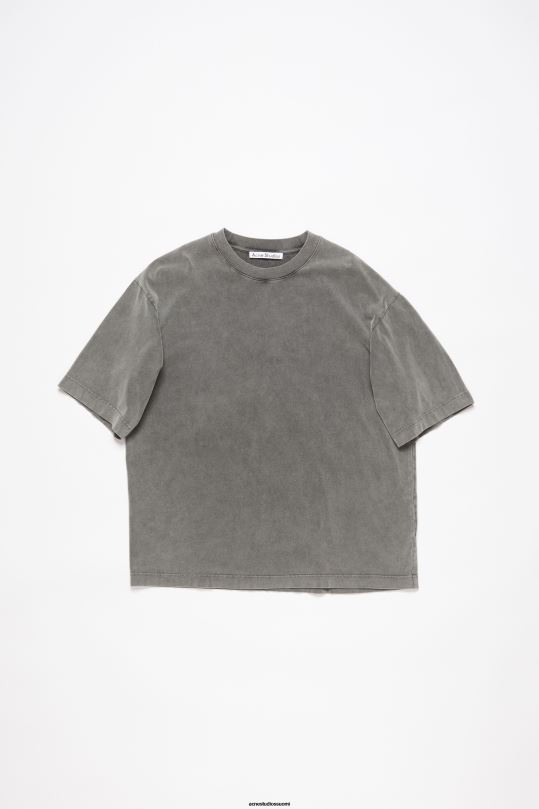 Acne Studios vaatteet haalistunut musta 0VF2B1016 pyöreäkauluksinen t-paita - rento istuvuus