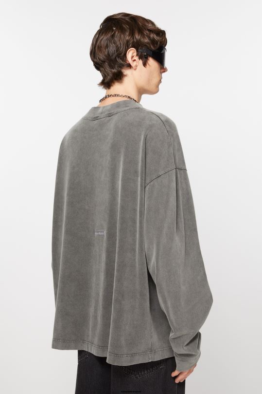 Acne Studios vaatteet haalistunut musta 0VF2B1021 pyöreä kaula-aukkoinen pusero