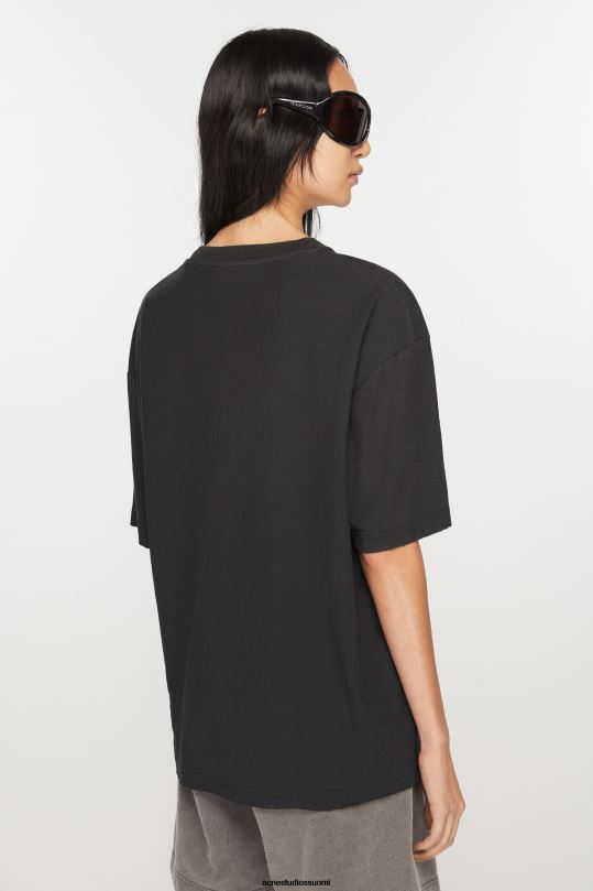 Acne Studios vaatteet haalistunut musta 0VF2B198 logollinen t-paita - rento istuvuus
