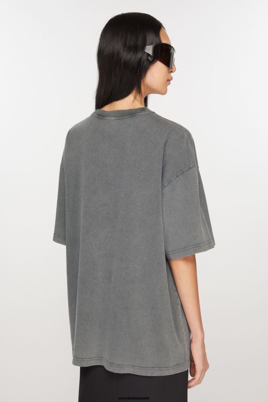 Acne Studios vaatteet haalistunut musta 0VF2B358 print t-paita - rento istuvuus