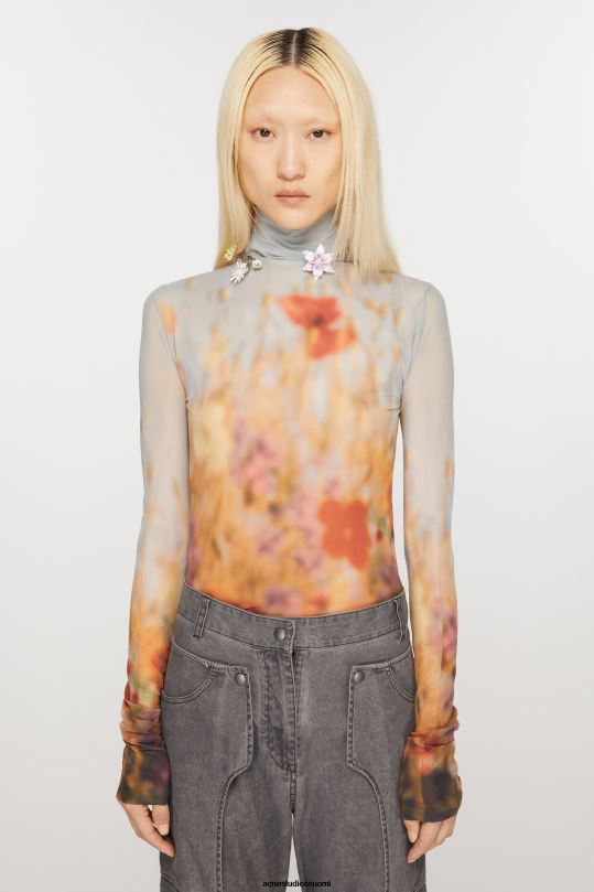 Acne Studios vaatteet harmaa/multi 0VF2B371 korkea kaula-aukkoinen saumaton toppi