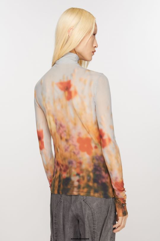Acne Studios vaatteet harmaa/multi 0VF2B371 korkea kaula-aukkoinen saumaton toppi