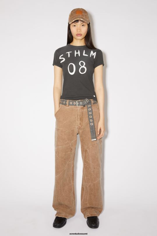 Acne Studios vaatteet hiilen harmaa 0VF2B392 Patch print t-paita - istuva istuvuus unisex