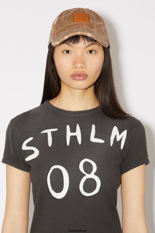 Acne Studios vaatteet hiilen harmaa 0VF2B392 Patch print t-paita - istuva istuvuus unisex