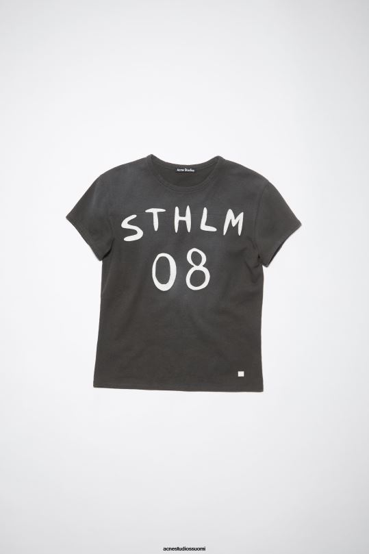 Acne Studios vaatteet hiilen harmaa 0VF2B392 Patch print t-paita - istuva istuvuus unisex