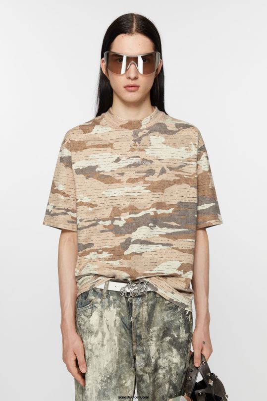 Acne Studios vaatteet kaakaonruskea 0VF2B1107 painatus logolla t-paita