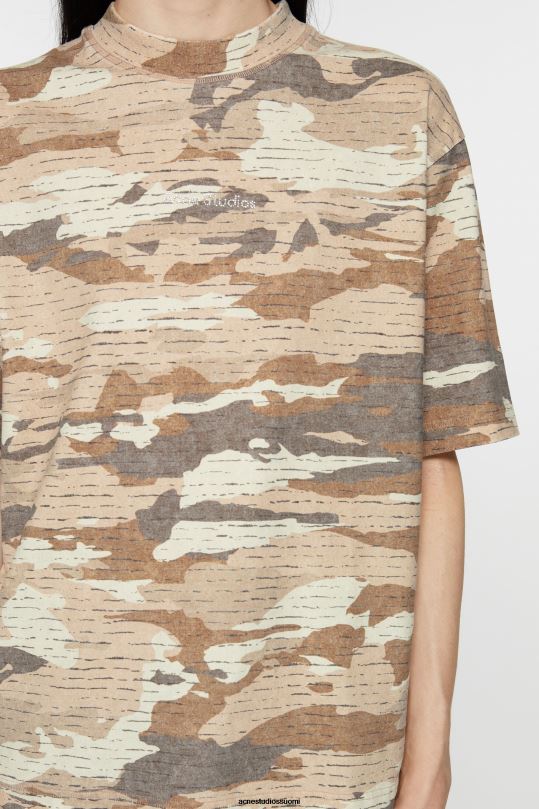 Acne Studios vaatteet kaakaonruskea 0VF2B1107 painatus logolla t-paita