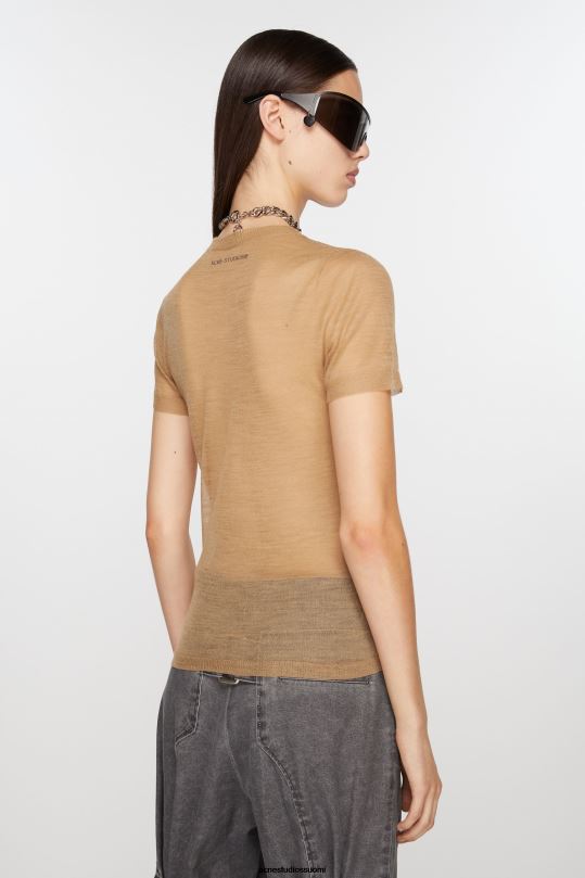 Acne Studios vaatteet kamelin beige 0VF2B64 läpikuultava t-paita