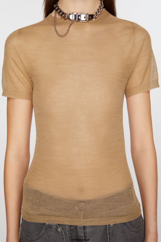 Acne Studios vaatteet kamelin beige 0VF2B64 läpikuultava t-paita