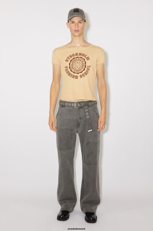 Acne Studios vaatteet keksi beige 0VF2B1132 logollinen t-paita - istuva unisex