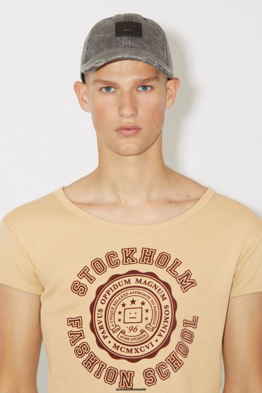 Acne Studios vaatteet keksi beige 0VF2B1132 logollinen t-paita - istuva unisex