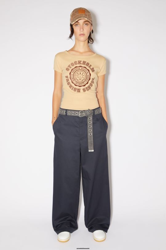 Acne Studios vaatteet keksi beige 0VF2B386 logollinen t-paita - istuva unisex
