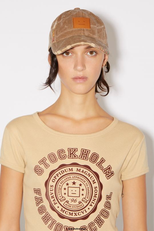 Acne Studios vaatteet keksi beige 0VF2B386 logollinen t-paita - istuva unisex