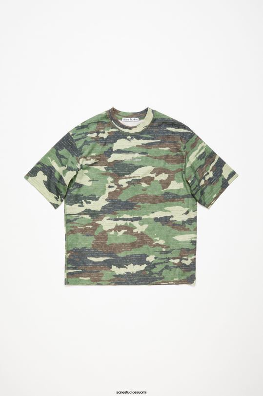 Acne Studios vaatteet khakin vihreä 0VF2B1095 painatus logolla t-paita
