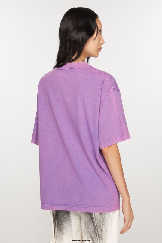 Acne Studios vaatteet kirkkaan violetti 0VF2B369 t-paidan haalistunut logo - rento istuvuus