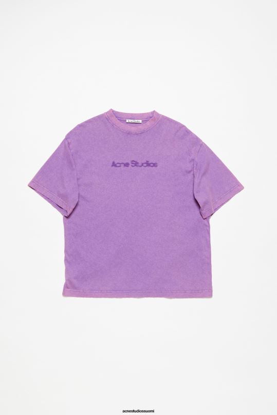 Acne Studios vaatteet kirkkaan violetti 0VF2B369 t-paidan haalistunut logo - rento istuvuus