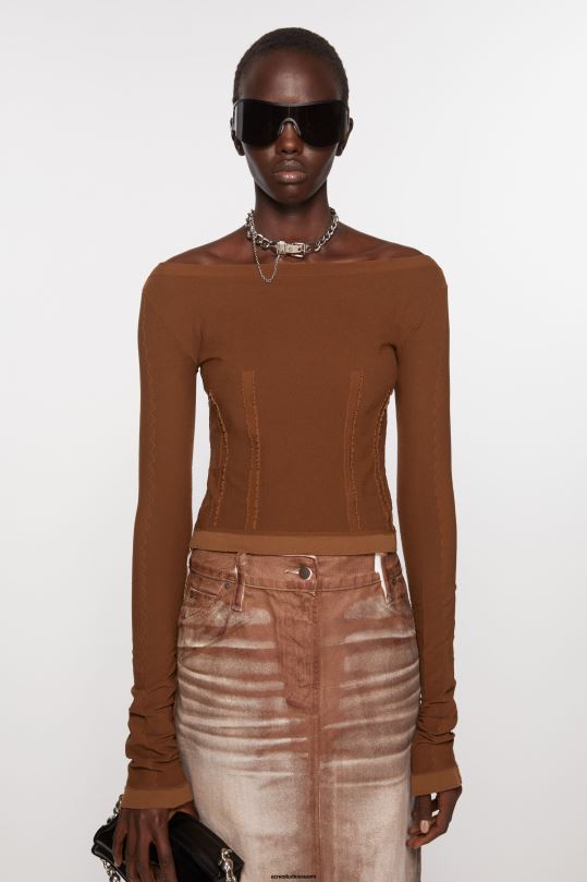 Acne Studios vaatteet konjakin ruskea 0VF2B372 pitkähihainen t-paita
