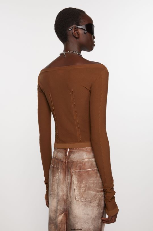Acne Studios vaatteet konjakin ruskea 0VF2B372 pitkähihainen t-paita