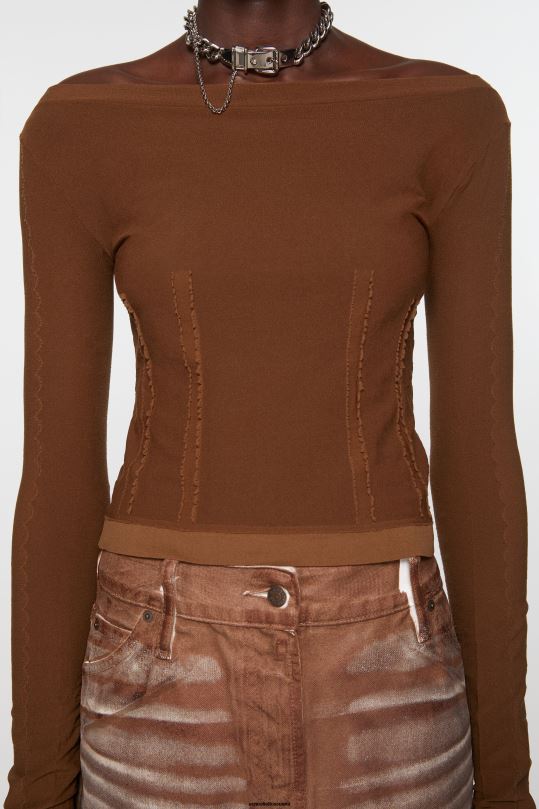 Acne Studios vaatteet konjakin ruskea 0VF2B372 pitkähihainen t-paita