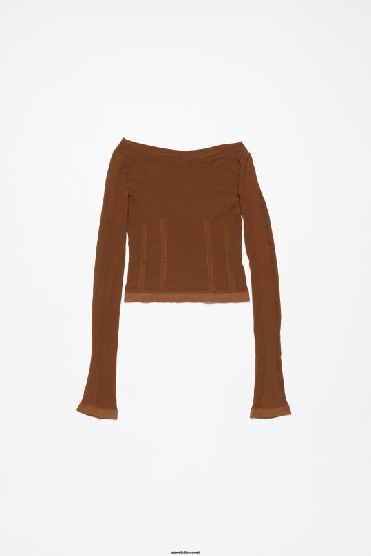 Acne Studios vaatteet konjakin ruskea 0VF2B372 pitkähihainen t-paita