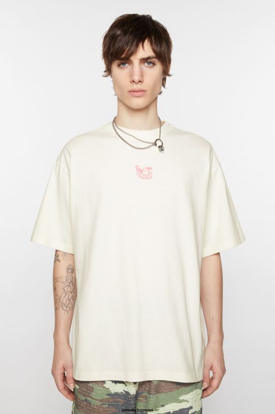 Acne Studios vaatteet luonnonvalkoinen 0VF2B1119 brodeerattu t-paita - rento istuvuus
