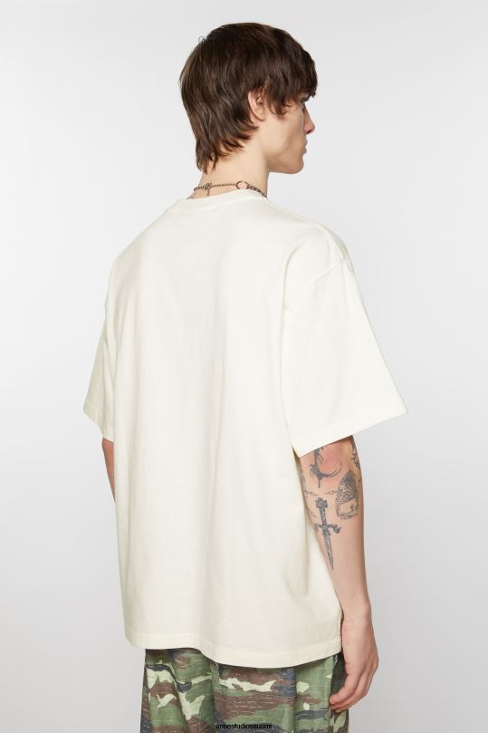 Acne Studios vaatteet luonnonvalkoinen 0VF2B1119 brodeerattu t-paita - rento istuvuus