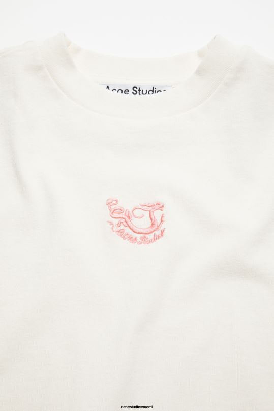 Acne Studios vaatteet luonnonvalkoinen 0VF2B1119 brodeerattu t-paita - rento istuvuus