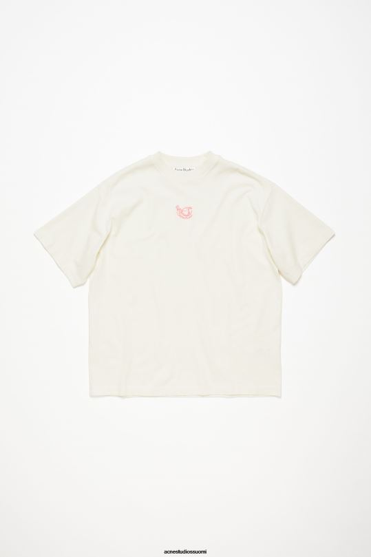 Acne Studios vaatteet luonnonvalkoinen 0VF2B1119 brodeerattu t-paita - rento istuvuus