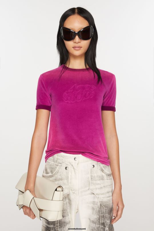 Acne Studios vaatteet magenta pinkki 0VF2B377 t-paidan logo - istuva istuvuus